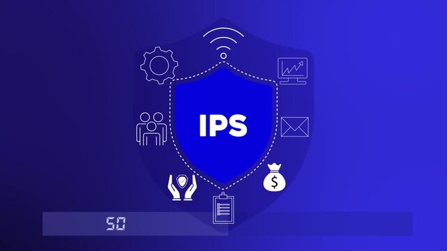 Intrusion prevention system blocking cyber threats and protecting network infrastructure 4K animation video.