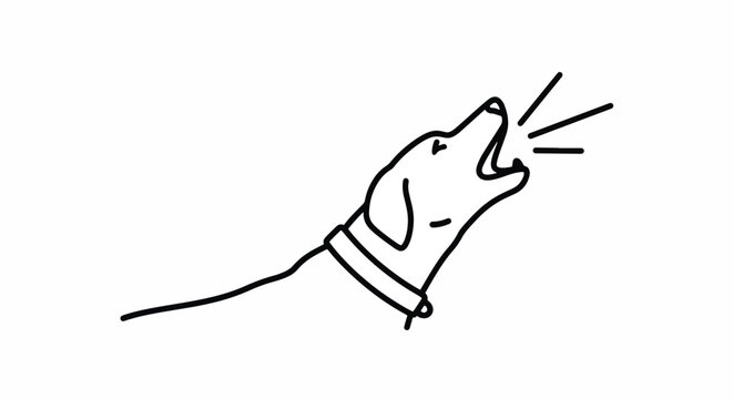 Drawing of a Dog Barking or Howling in a Graphic Style a Canine Pet Open Mouth a Concept of Animal Communication and Canine Behavior Artwork of Dog with Collar Outline Depiction 185 Characters
