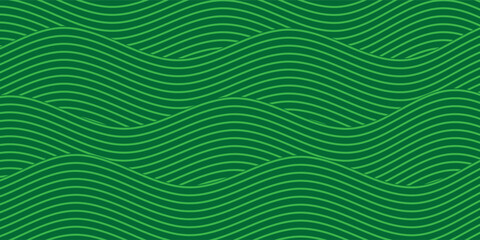 Seamless green vineyard pattern with organic wavy lines of grape fields. Eco‑friendly farm texture, abstract striped landscape, natural agriculture background, botanical vector design for rustic decor © ahmad