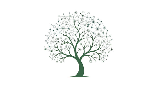 Vector tree icon with green branches and leaves