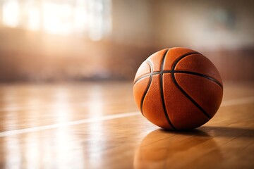 Obraz premium A basketball sitting on a gym floor