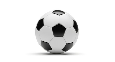 Fototapeta premium Close-up of a classic black and white soccer ball on a clean white background under soft studio light