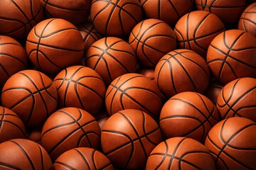 Obraz premium A pile of brown leather basketballs