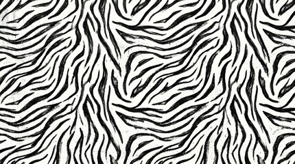 Fototapeta premium A sophisticated, seamless pattern featuring hand-painted zebra stripes in a monochrome palette. Combining the raw energy of wildlife with an elegant watercolor and ink finish.