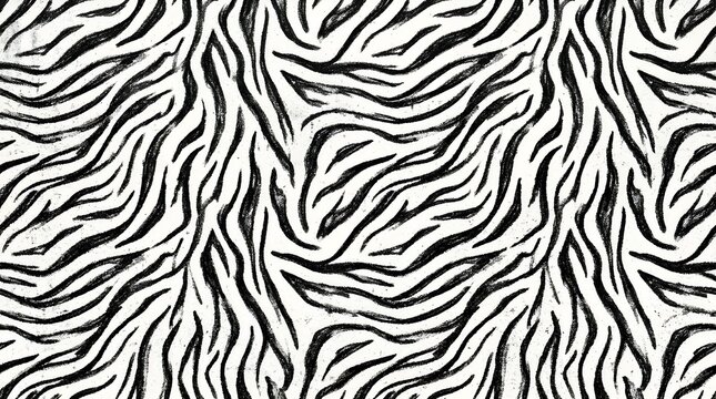 A sophisticated, seamless pattern featuring hand-painted zebra stripes in a monochrome palette. Combining the raw energy of wildlife with an elegant watercolor and ink finish.
