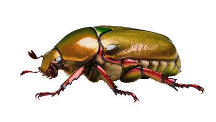 Vibrant metallic green and gold beetle, a stunning insect specimen isolated on transparent background, perfect for natural history designs PNG © PAPADOMUS