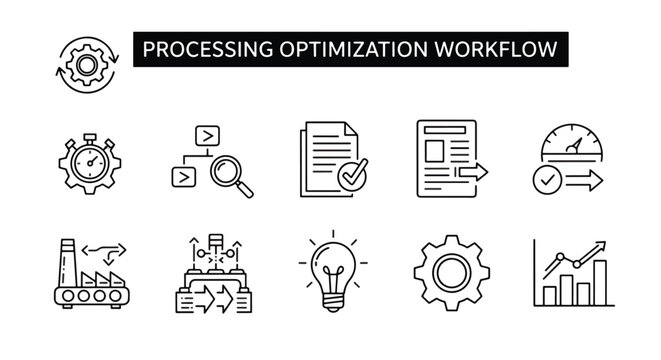 Streamlining Business Processes The concept highlights process optimization and the improvement of workflow efficiency with icons that represent various aspects of operational enhancements and