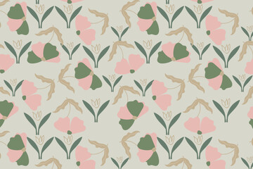 Fototapeta premium Spring Wildflower Meadow pastel botanical pattern featuring light floral elements and open spacing, perfect for Easter and Mother’s Day products.And for packaging, fabric , poster, background
