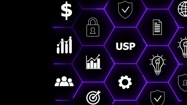 Unique selling proposition (USP), marketing strategy concept. The competitive advantage of product and service and attract customers.Differentiate from the competition,unique benefits and features.4k