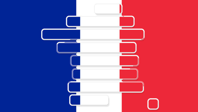 map shape of France, french flag colors background
