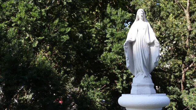 Statue of Our Lady near Church in Poznan, Poland
