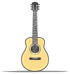 Obraz premium Acoustic Guitar Illustration. Detailed musical instrument, vintage style, isolated