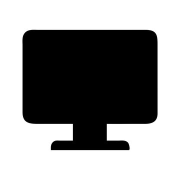 Black computer monitor icon vector illustration for desktop pc display and screen technology design