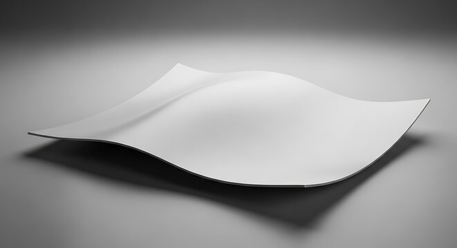 Curved white sheet of paper with wavy edges and subtle shadowing effect visible