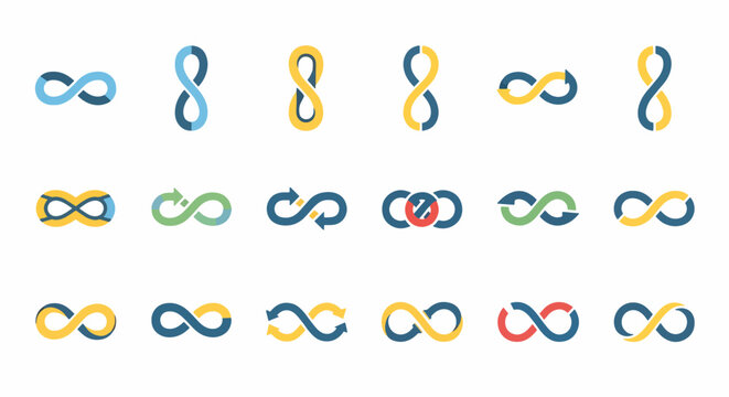 Endless Loop Symbols A Collection of Infinity Icons for Web Design and Creative Projects Featuring Perpetual Motion and Continuous Flow Ideal for Digital Art and Branding Elements