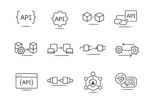 Visual representations of various api integration and service concepts