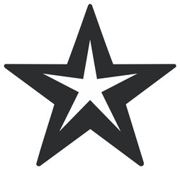 Obraz premium Five Point Star Shape with Inner Star Design, Black and White Star Symbol, Geometric Icon