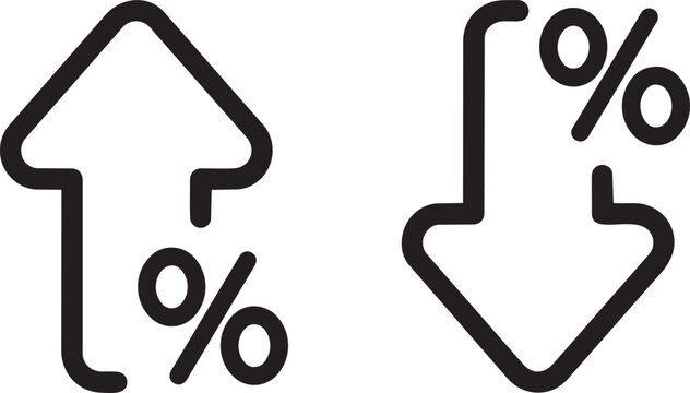 Ascending and Descending Percentages: An abstract representation of financial fluctuations, with bold, minimalist icons illustrating the concepts of growth and decline.