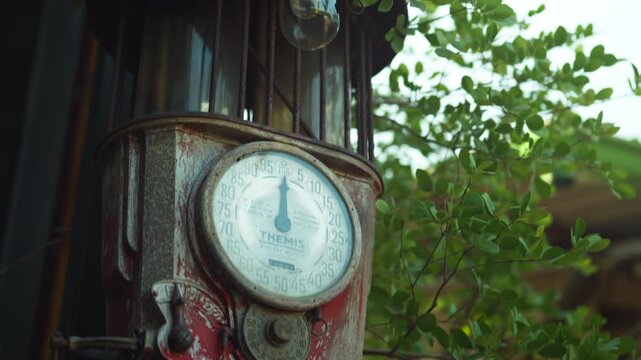Red Vintage Parking Meter. Coin operated vintage parking meter