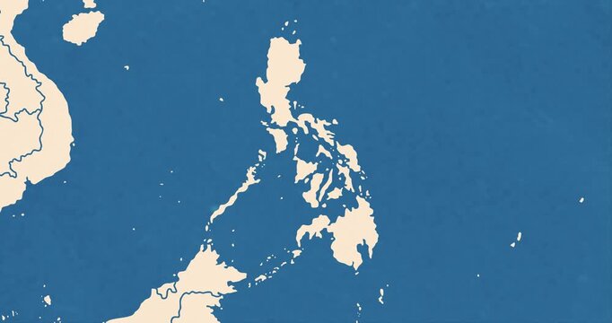 Beautiful zoom in of a philippines map with most important cities and frontier lines