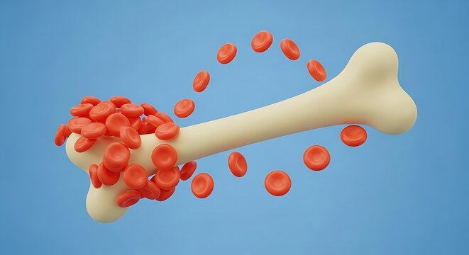 bone with red blood cells, anemia, osteopenia, medical concept