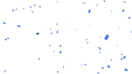 Blue confetti over transparent background. 3D render.
