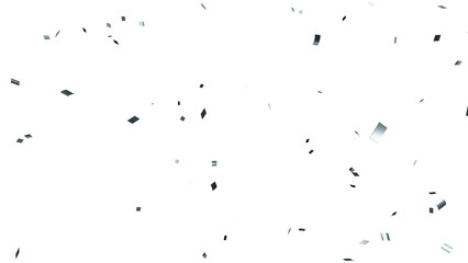 Obraz premium Silver confetti over transparent background. 3D render.