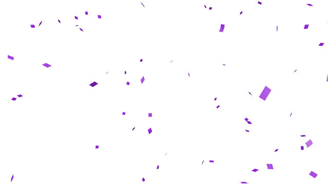 Purple confetti over transparent background. 3D render.