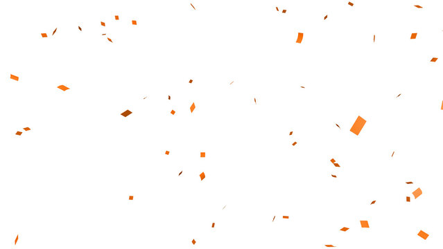 Orange confetti over transparent background. 3D render.