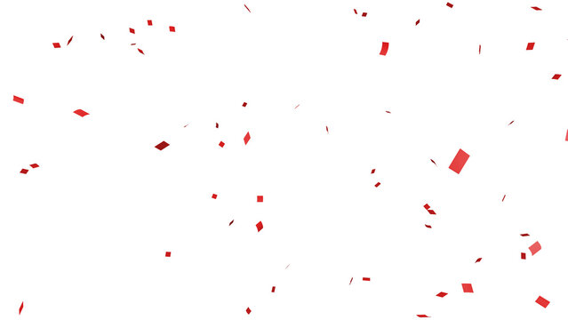 Red confetti over transparent background. 3D render.