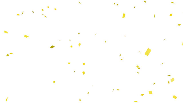 Yellow confetti over transparent background. 3D render.