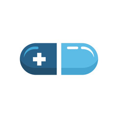 Fototapeta premium Blue and white medical pill icon.