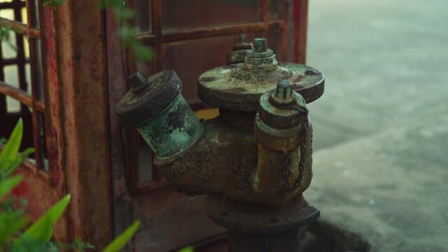 Rustic  fire hydrant on weathered urban street