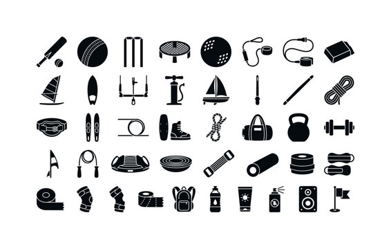 Coastal athletics gear and seaside activity tools featuring beach cricket bat, cricket ball, cricket wicket stumps, spikeball
