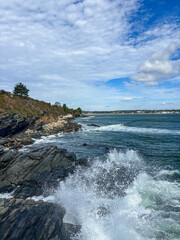 waves crashing on rocks