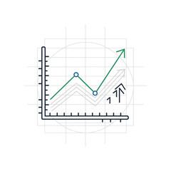 Obraz premium Green line graph with upward trend.