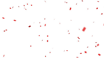 Red confetti over transparent background with depth of field. 3D render. © Kevin