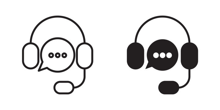 Chat Support Icon Minimal chat support symbol for customer service and communication interfaces. Vector illustration with stroke and fill on a white background.