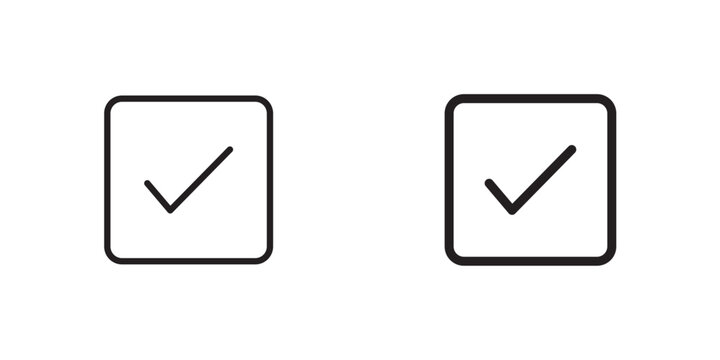 Checkbox Checked Icon Minimal checked checkbox symbol for forms and selection interfaces. Vector illustration with stroke and fill on a white background.