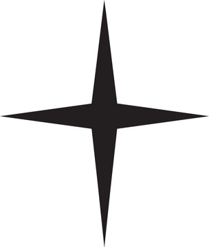 A black four-pointed star on a white background