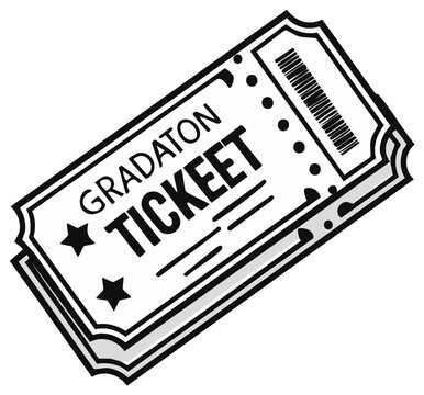 Retro Graduation Ticket Design With Stars and Barcode Illustration