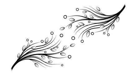 Fototapeta premium Black and white leaf branch design.
