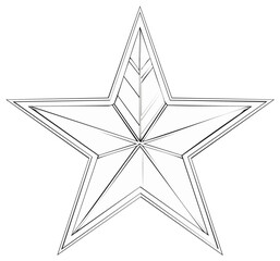 Obraz premium Geometric Five Pointed Star Design Element in Black and White Outline Shape