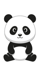 Obraz premium Cute cartoon panda bear sitting down.
