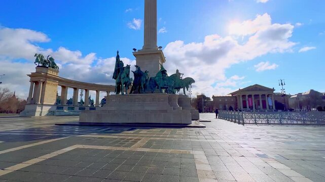 Millenium Monument on a sunny day, Budapest, Hungary