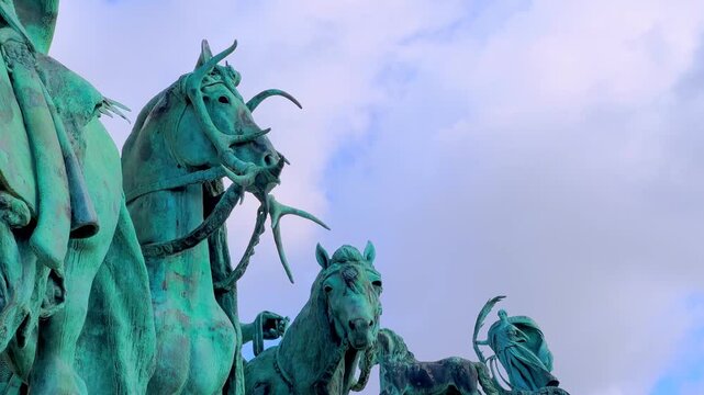 The bronze horses of Millenium Monument, Budapest, Hungary