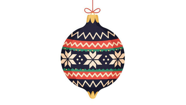 A colorful Christmas ornament hanging from a red string