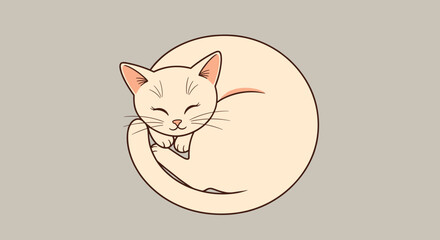 Sleeping White Cartoon Cat Face Closeup. © Z Z K V V C Art