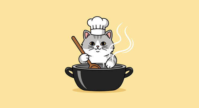 Cute hamster wearing chef hat cooking.