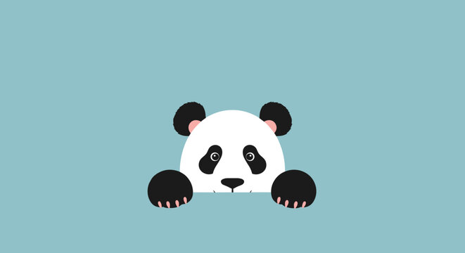 Cute cartoon panda bear face.